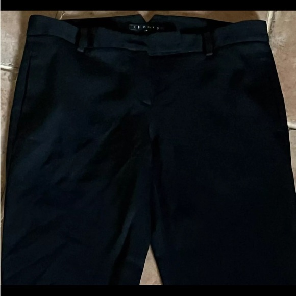 Theory Black Wool Blend Mid Rise Dress Pant Trouser 90771213 Straight Leg 6 Crop - Picture 9 of 9